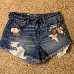 Embroidered jean shorts